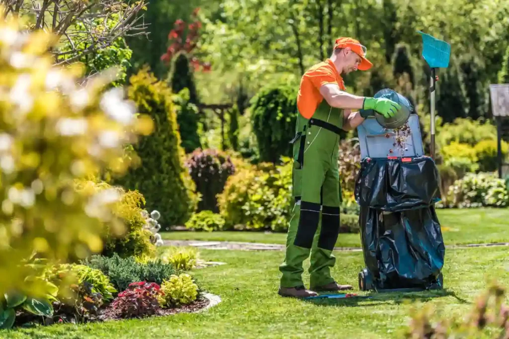 man doing garden cleaning and waste removal in dubai